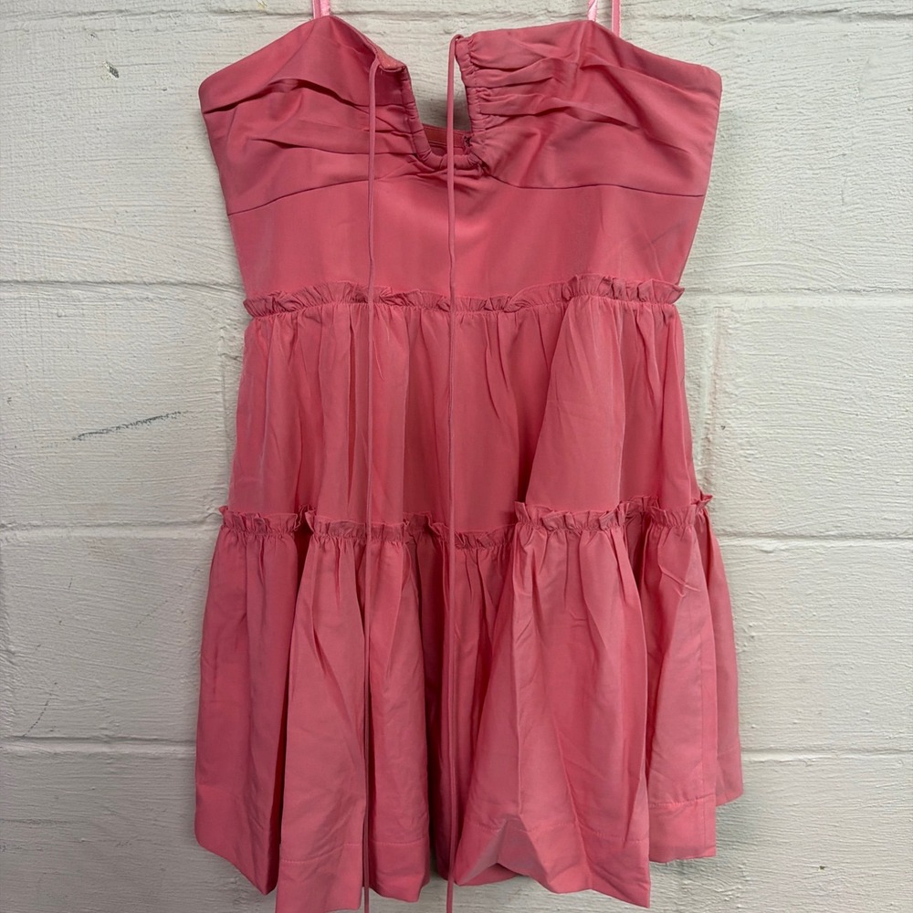 Pink Ruffle Mini Dress Sweetheart Keyhole fairy‎ chic beach Sleeveless coquette